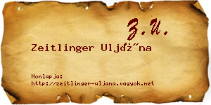 Zeitlinger Uljána névjegykártya